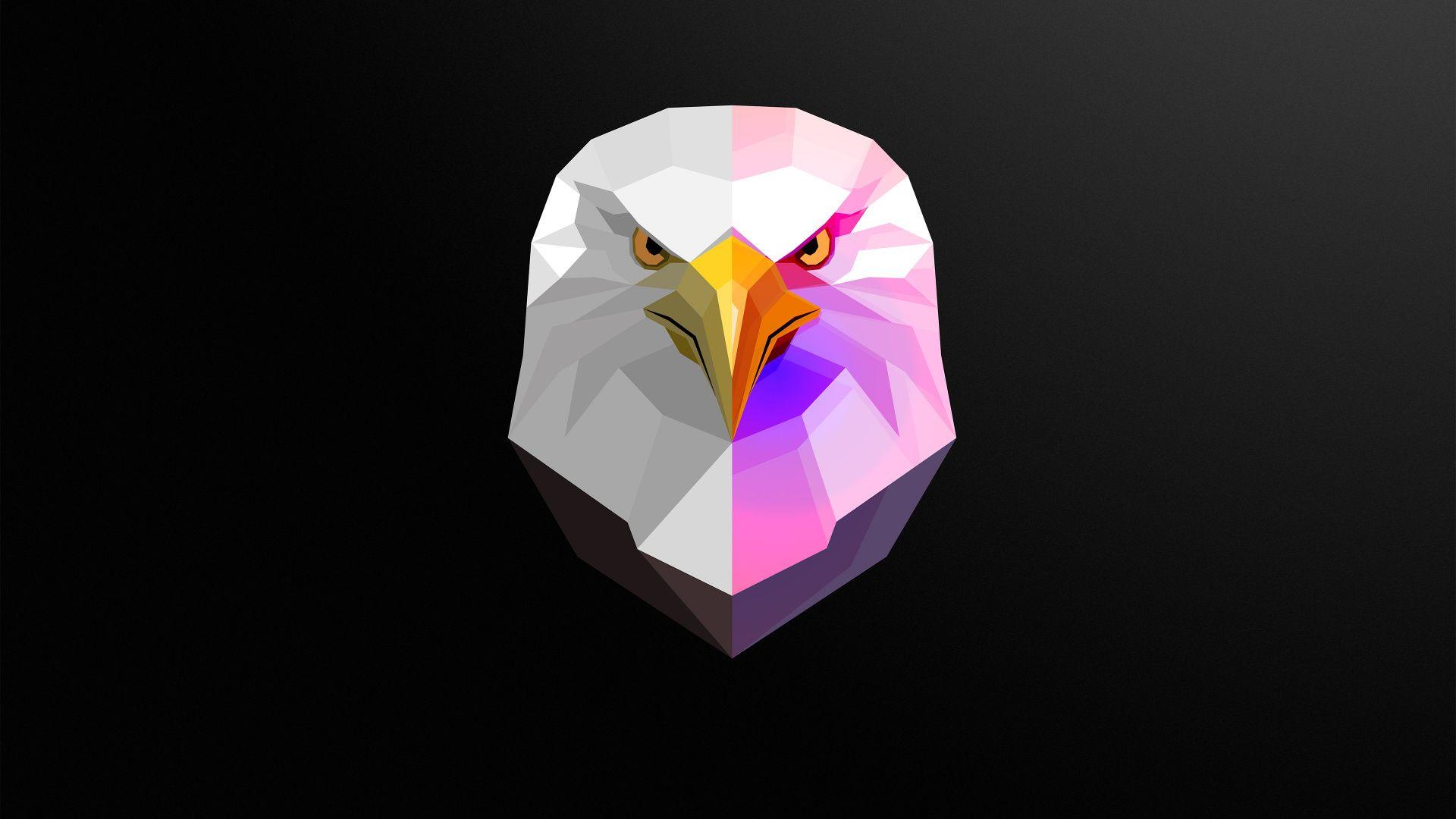 1920x1080 Download Bald Eagle, bird, muzzle, art wallpaper, 1920x Full HD, HDTV, FHD, 1080p
