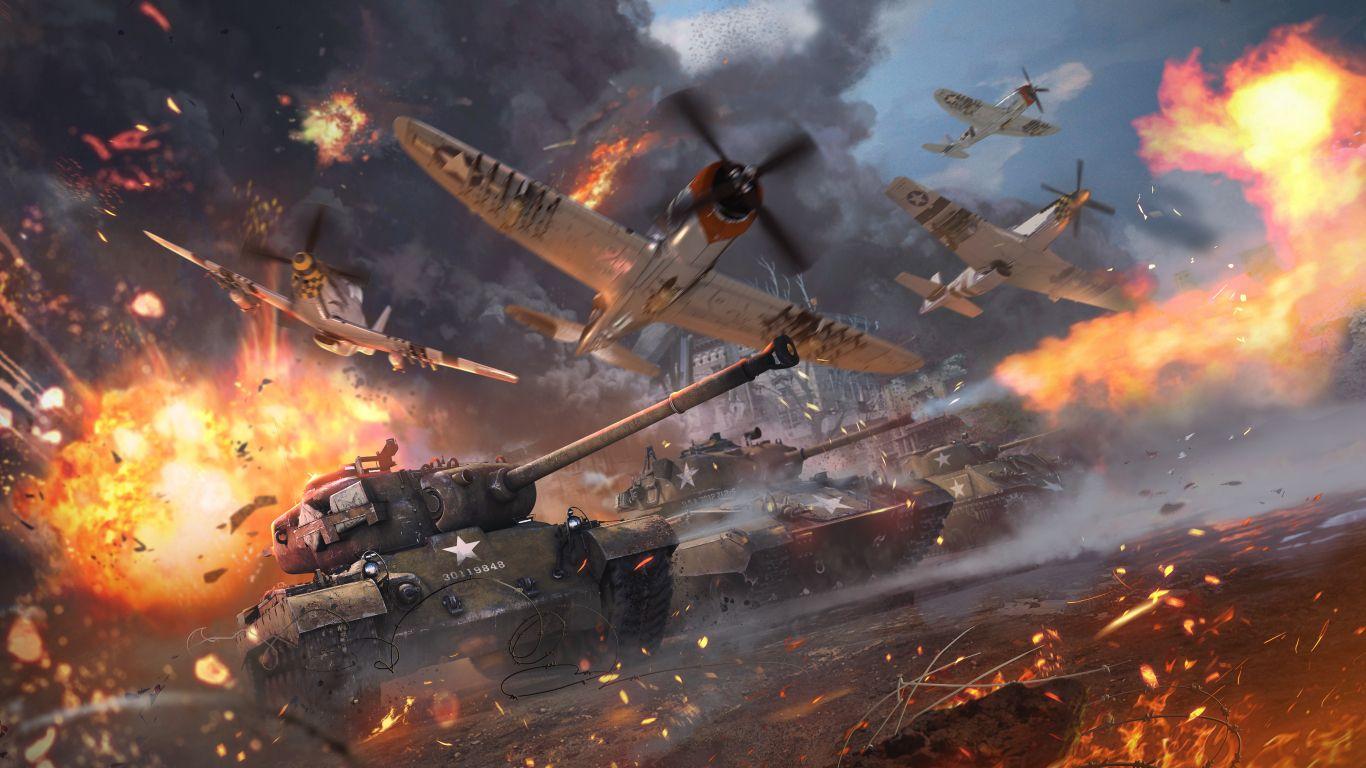 1366x768 Download 1366x768 wallpaper war thunder, video game, military, tanks, aircrafts, tablet, laptop, 1366x768 HD image, background, 521
