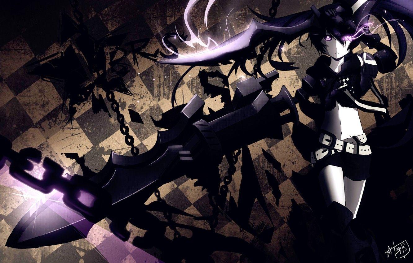 1332x850 Wallpaper girl, weapons, anime, art, chain, black rock shooter, insane black rock shooter, Mato KURO, insane black rock shooter image for desktop, section сэйнэн
