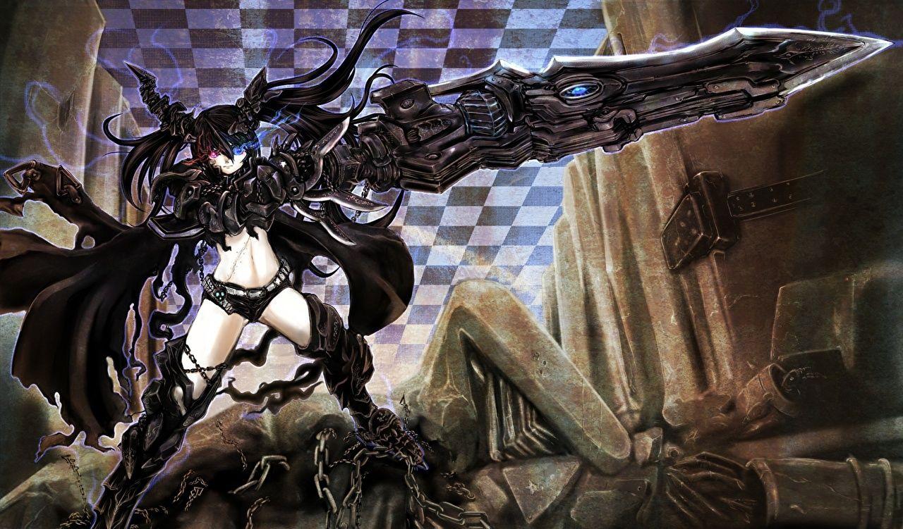 1280x751 Photo Black Rock Shooter insane Anime Girls Fantasy Technics Fantasy