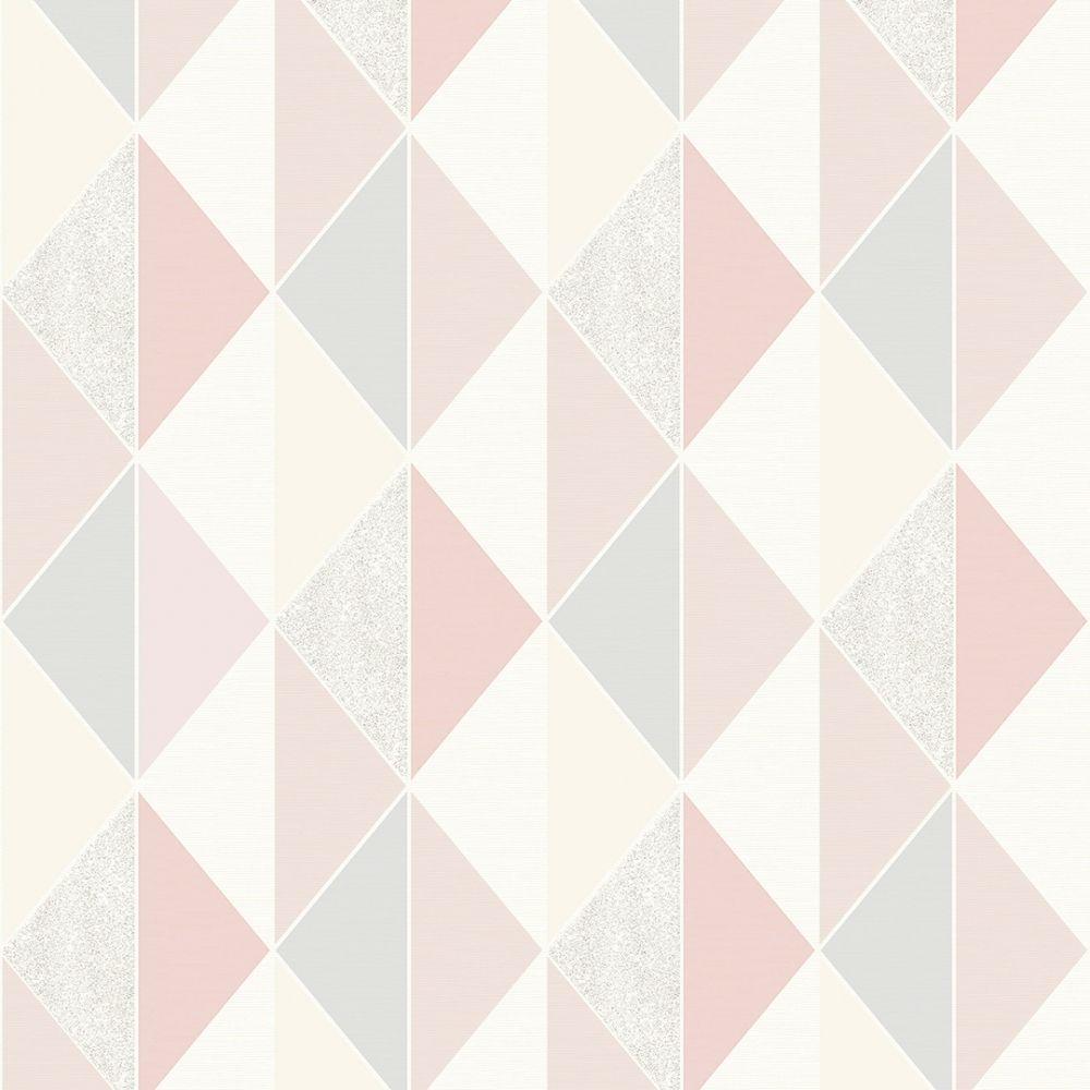 1000x1000 I Love Wallpaper Tate Geometric Triangle Wallpaper Pink, Silver (ILW2501) from I Love Wallpaper UK