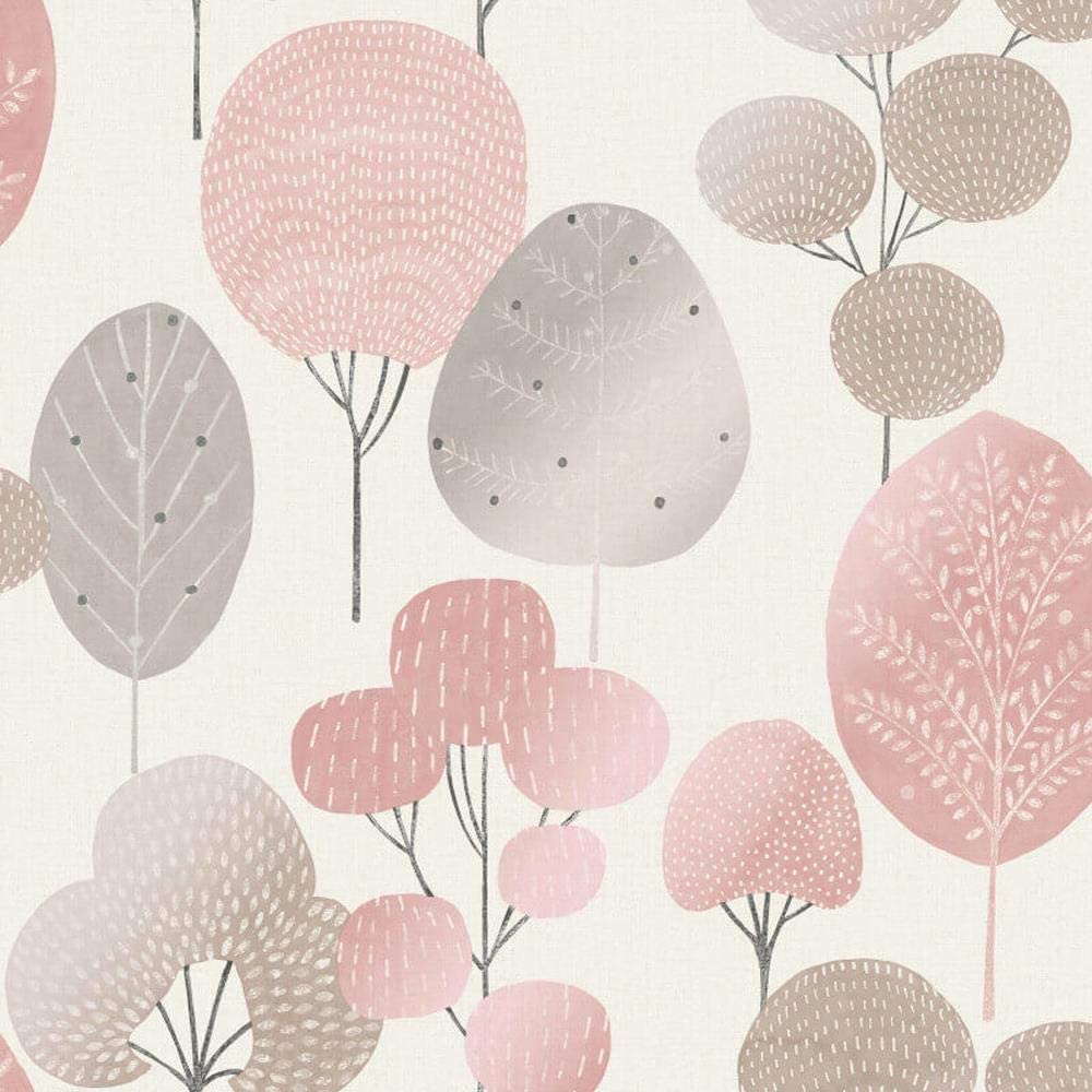 1000x1000 Scandi Forest Tree Metallic Wallpaper Woodland Leaf Pink Silver Shimmer from Y�L: Amazon.co.uk: DIY & Tools