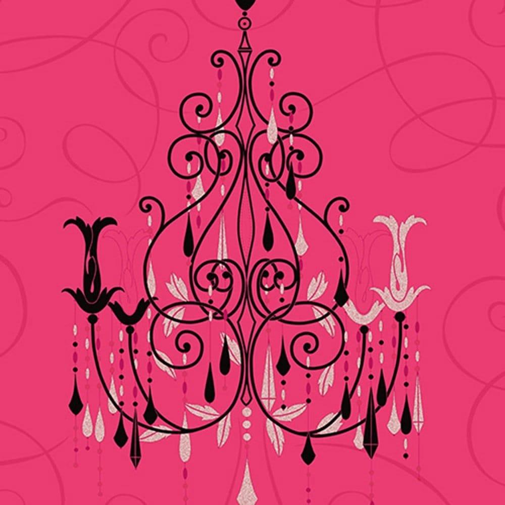 1000x1000 Vymura Chandelier Wallpaper Hot Pink / Black / Silver (M0380) from I Love Wallpaper UK
