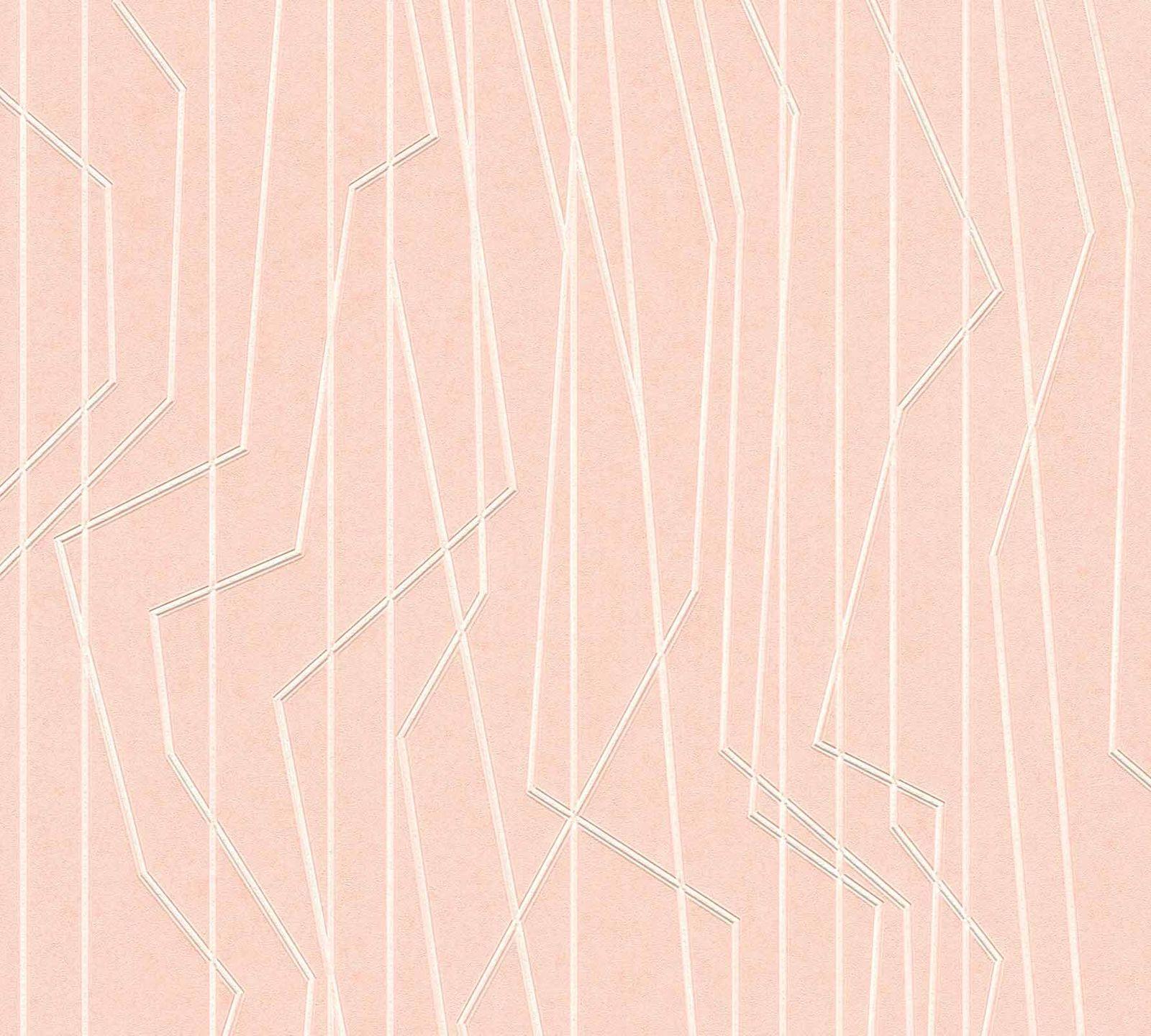 1600x1440 Non Woven Wallpaper Lines Pink Silver Gloss 36878 4