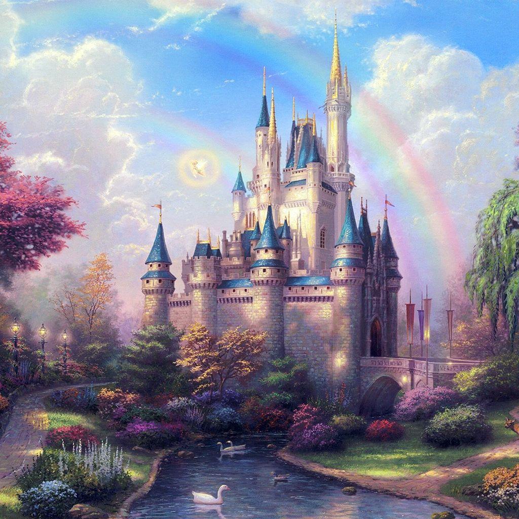1024x1024 Fantasy Castle Illustration Cute Disney Wallpaper