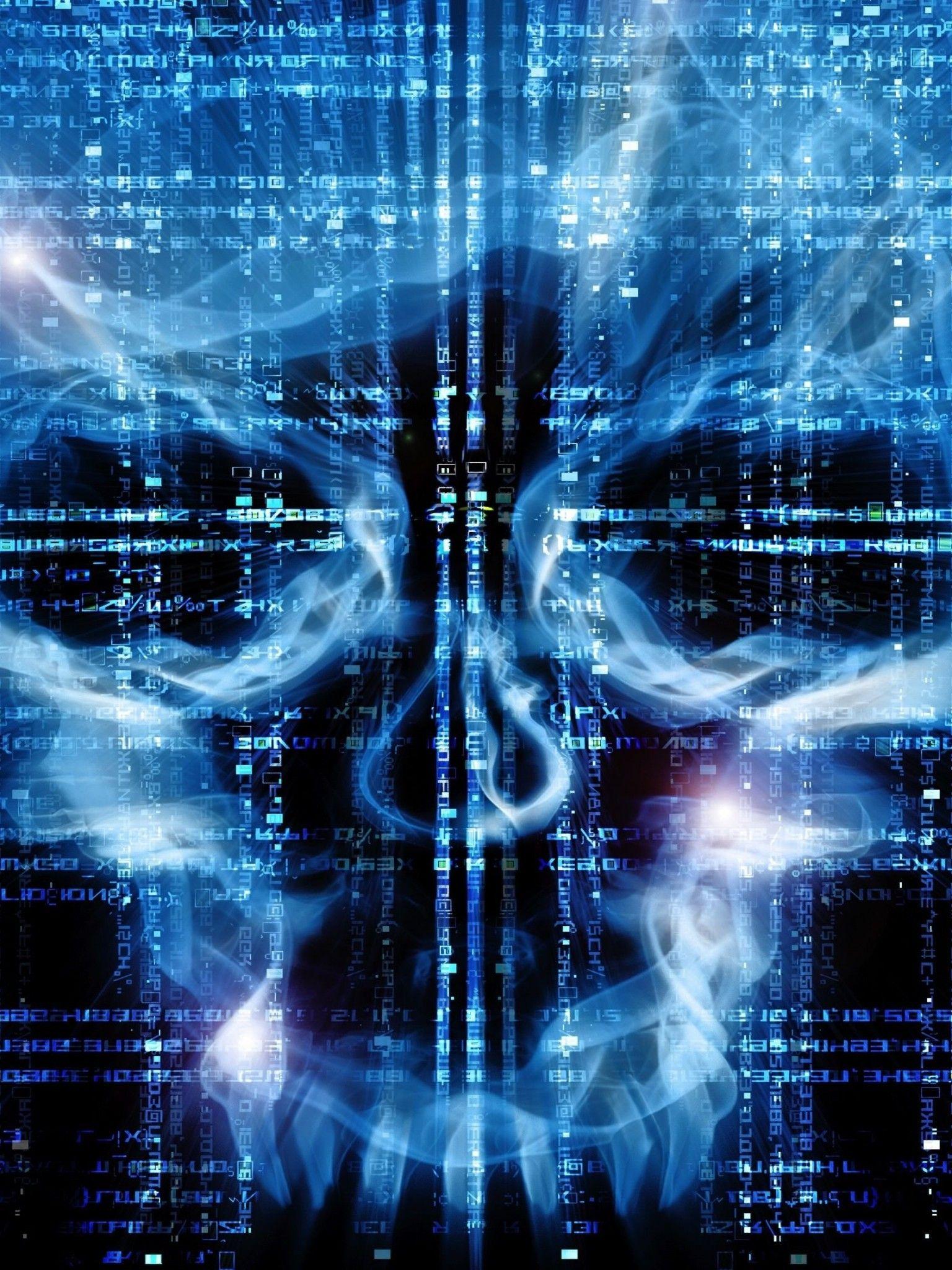 1536x2048 Download 1536x2048 Hacking, Binary, Dark, Skull Wallpaper for Apple iPad Mini, Apple IPad 4