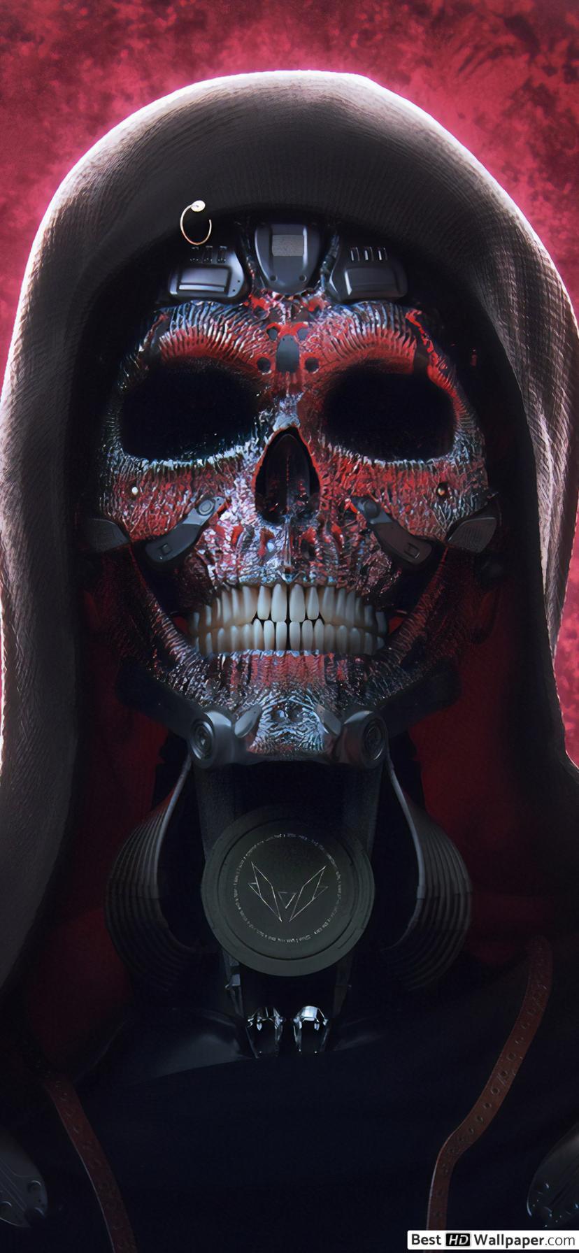 828x1792 Cyborg (Skull) HD wallpaper download