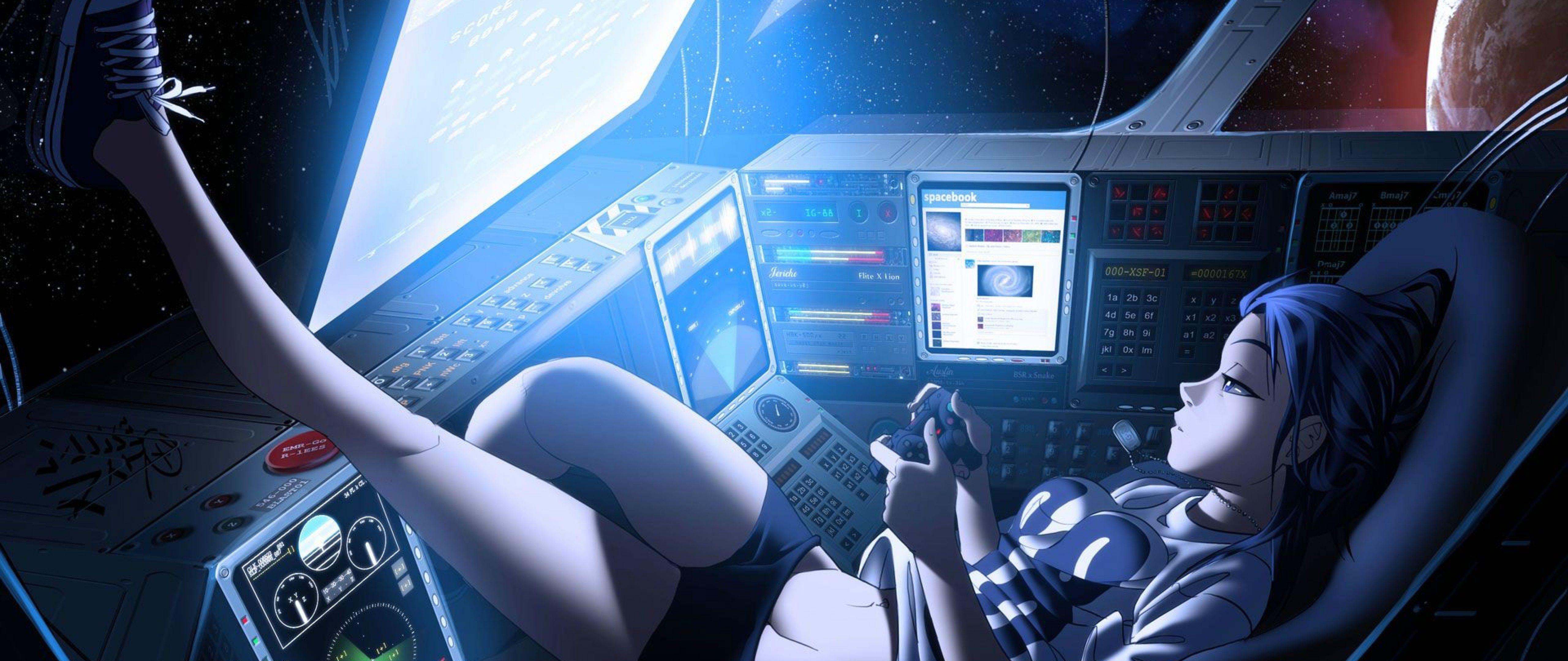 5120x2160 Girls In Space Wallpaper