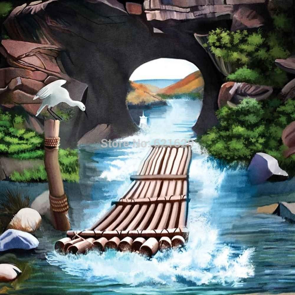 1000x1000 Bamboo Raft 10'x10' CP Computer painted Scenic Photography Background Photo Studio Backdrop XLX 532. studio backdrop. photo studio backdropphotography background