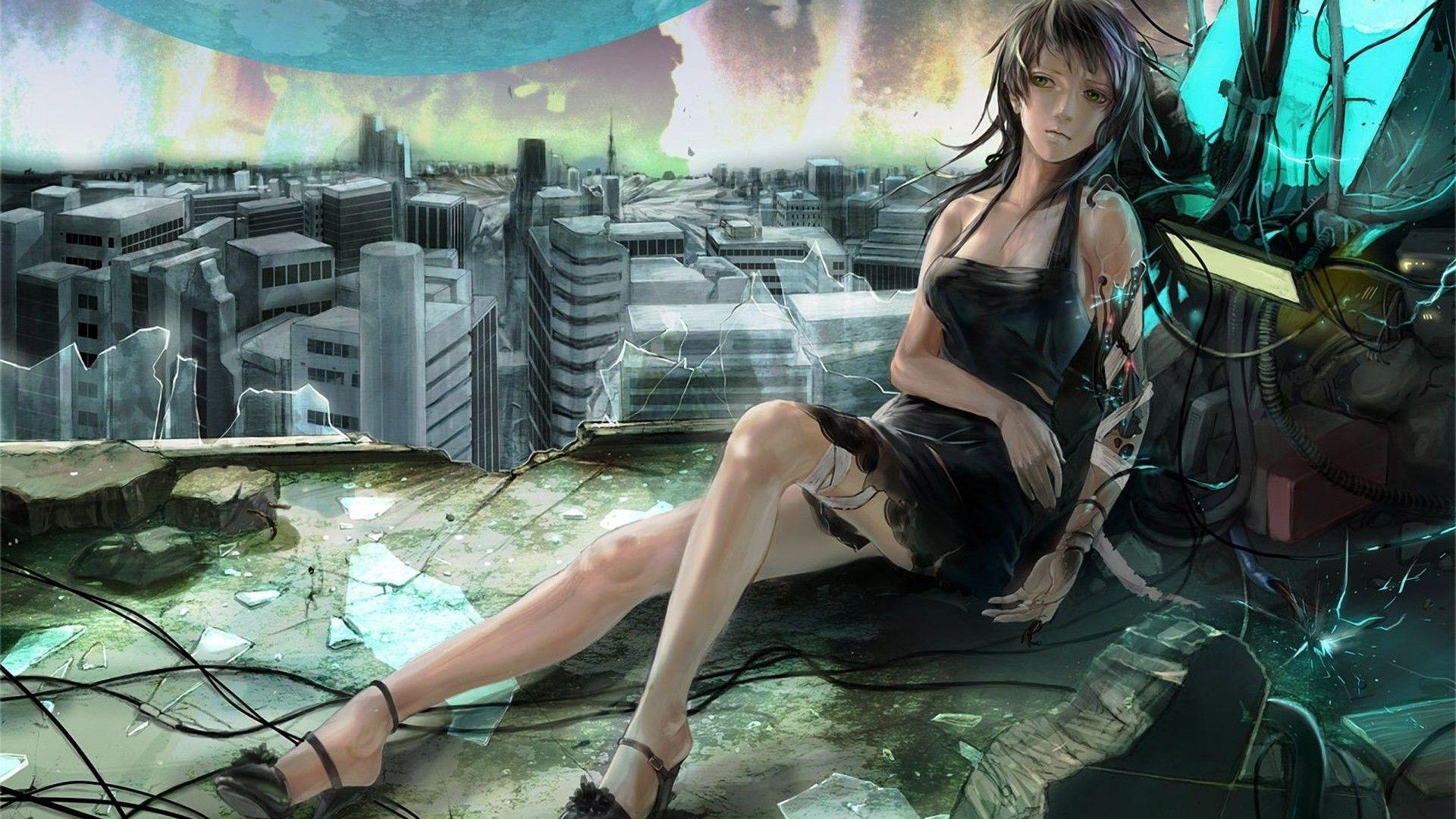 1920x1080 women, Cyborg, Artwork, Robot, City, Futuristic, Fantasy Art, Concept Art Wallpaper HD / Desktop and Mobile Background