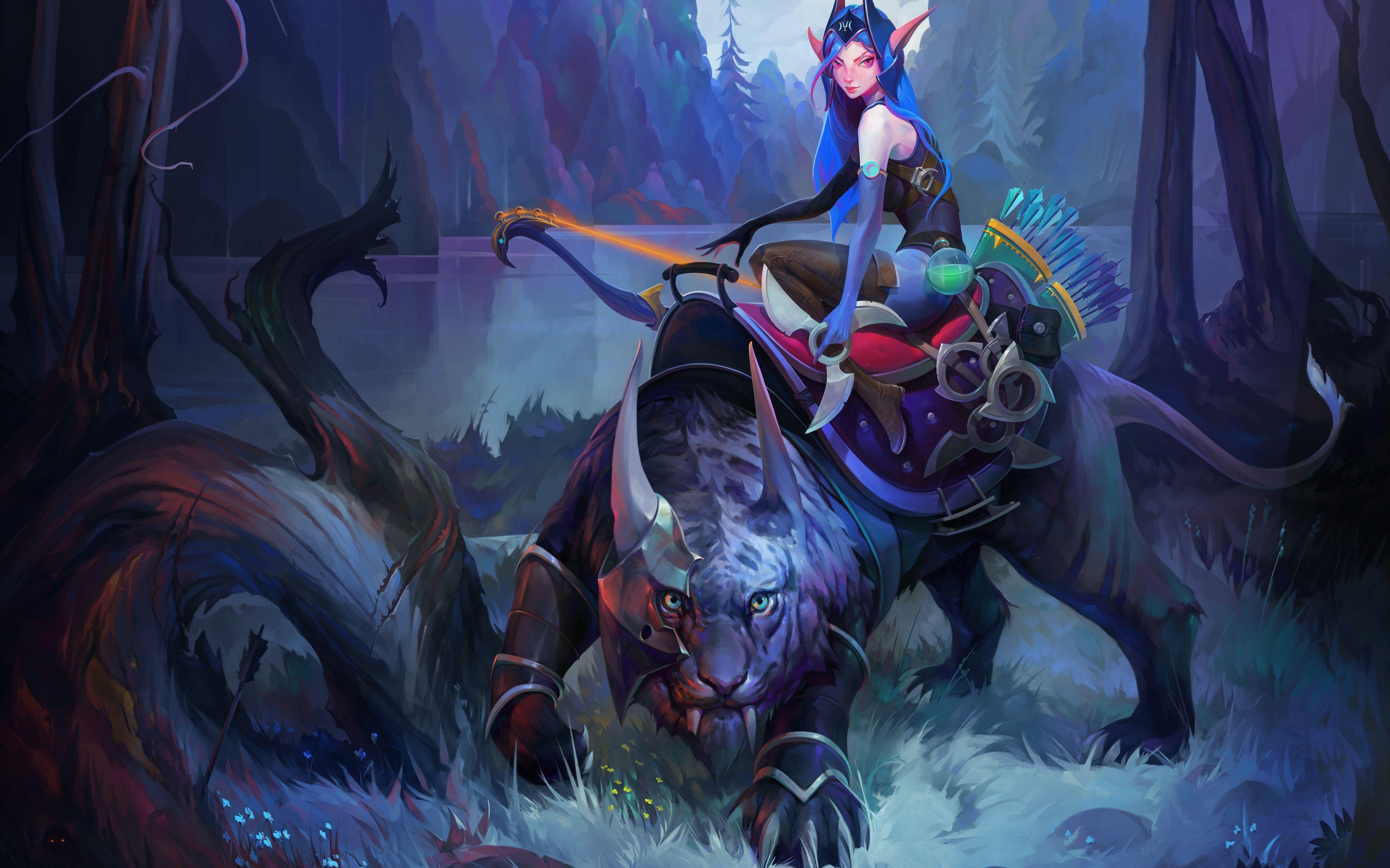 3840x2400 Download wallpaper Luna, warrior, tiger, art, Dota 2 for desktop with resolution 3840x2400. High Quality HD picture wallpaper