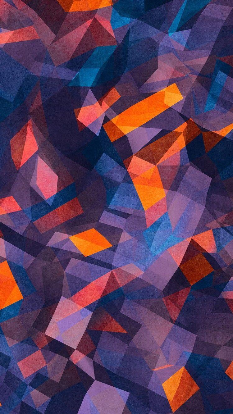 750x1333 Blue, Pattern, Orange, Purple, Triangle, Design. Geometric wallpaper iphone, iPhone wallpaper, Orange wallpaper