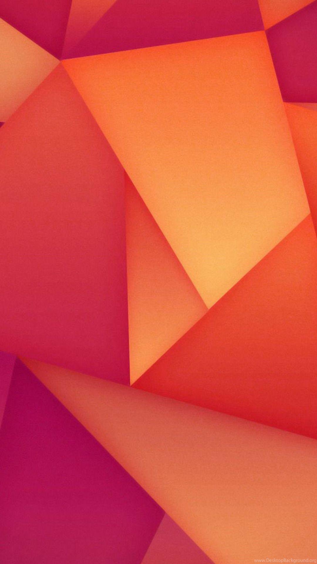 1080x1920 Orange And Purple Polygons Samsung HD Wallpaper Desktop Background