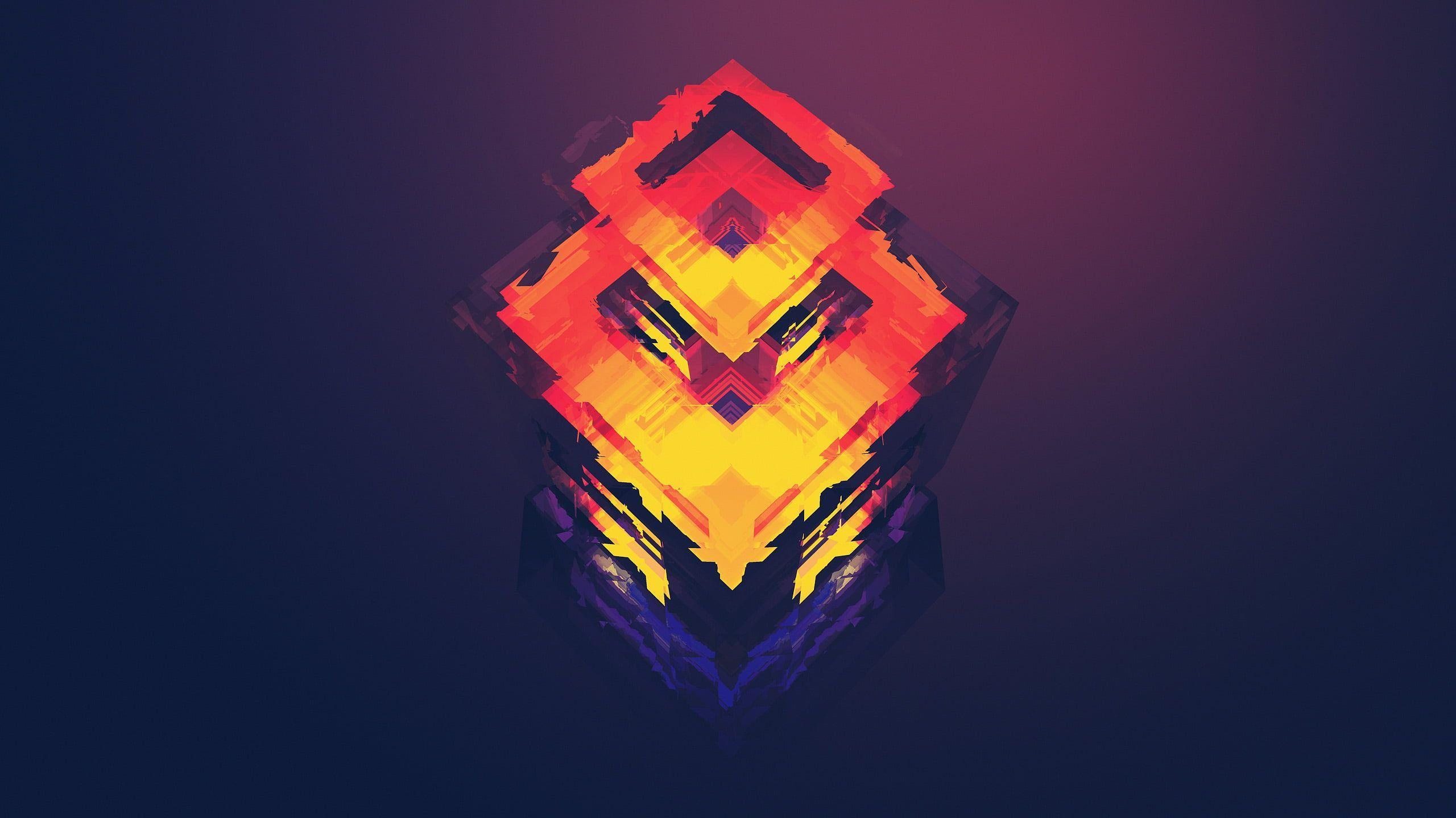 2560x1440 orange and purple cube digital wallpaper #abstract Justin Maller #Facets #gradient #CGI digital art k gaming wallpaper, 4k wallpaper for pc, Gaming wallpaper