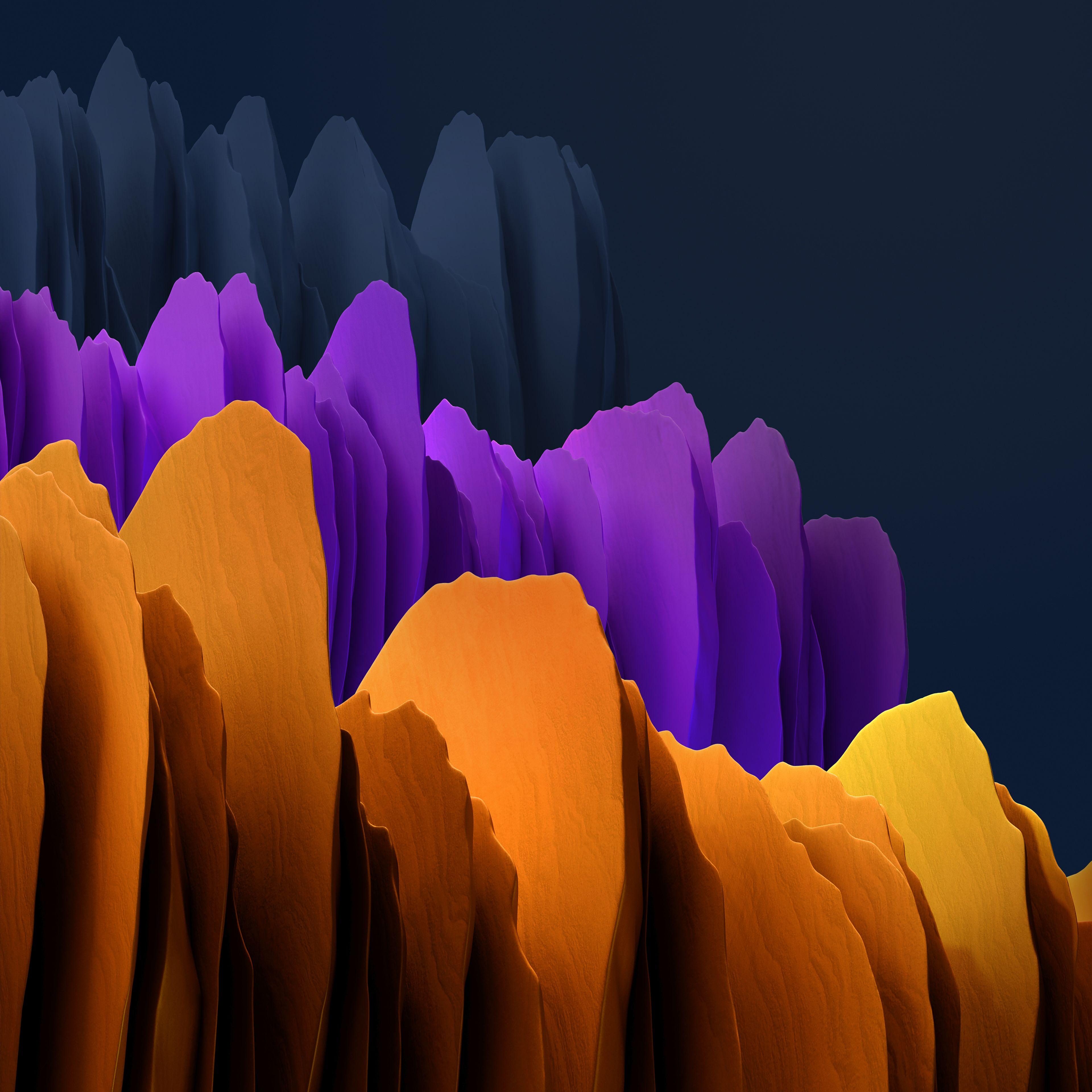 3840x3840 Samsung Galaxy Tab S7 4K Wallpaper, Orange, Purple, Dark, Stock, Abstract