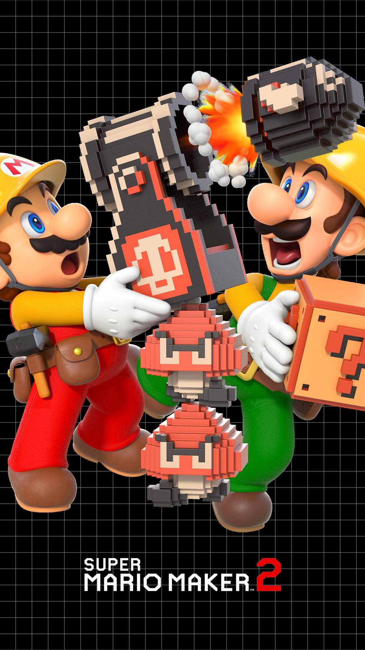 1242x2208 Super Mario Maker 2 Super Mario Bros Version 2 Wallpaper. Cat with Monocle