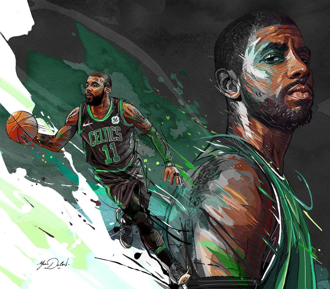 1400x1226 Kyrie Irving Hình nền hoạt hình Celtics