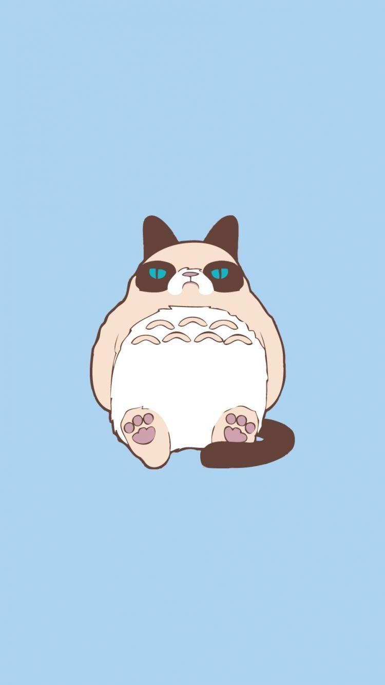 750x1334 Minimalistic cats vector my neighbour totoro tard wallpaper