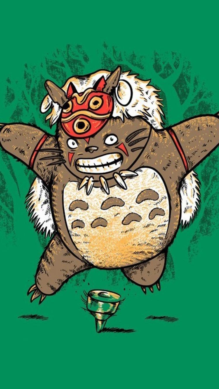 750x1334 Totoro mononoke miyazaki wallpaper