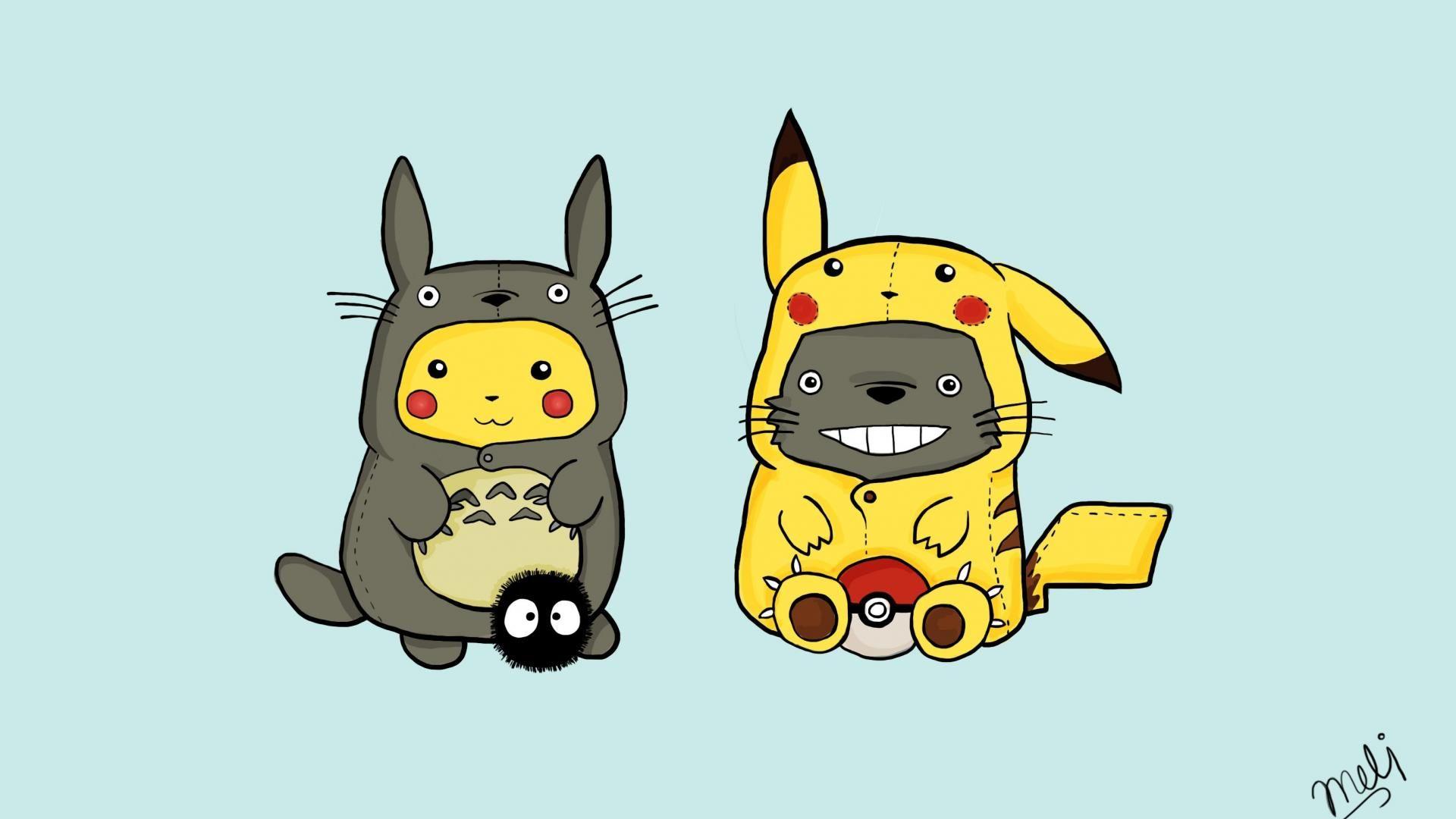 1920x1080 Pikachu totoro crossovers wallpaper