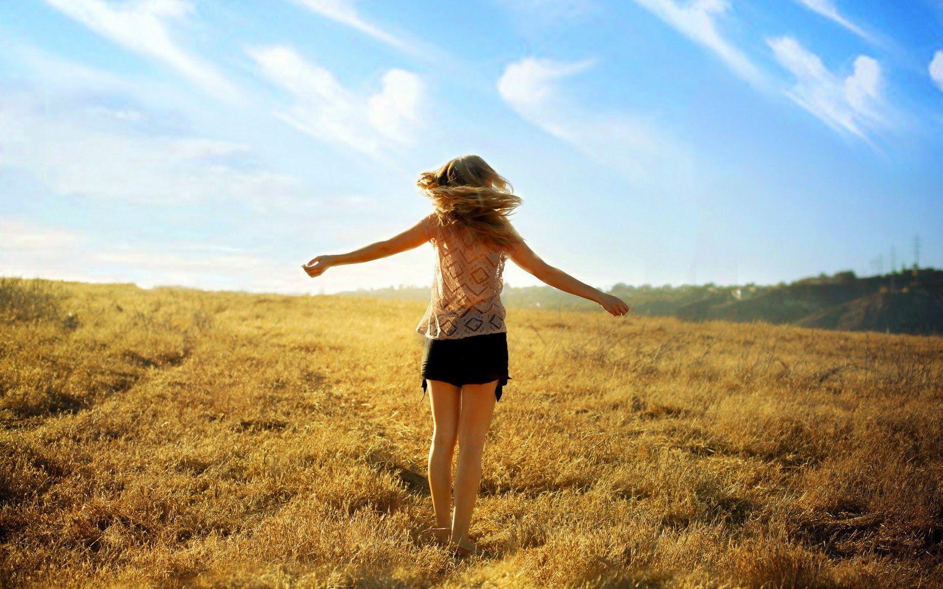 1920x1200 Girl Summer Fields