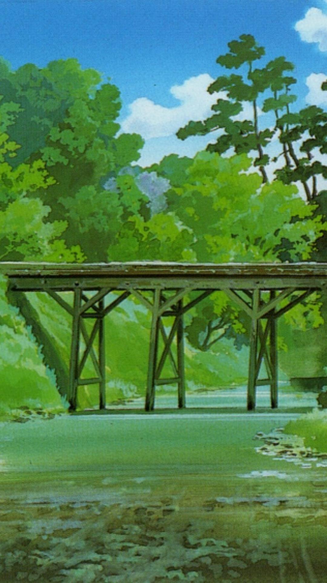 1080x1920 Trees bridges my neighbour totoro wallpaper