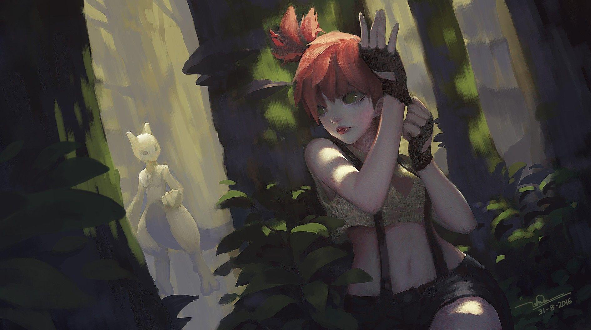 1890x1057 #Pokémon, #Mewtwo, #Misty, #fantasy art, wallpaper. Mocah.org HD Desktop Wallpaper