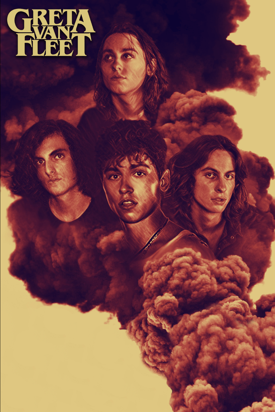 Greta Van Fleet Black Smoke Rising Exclusive Limited Edition Opaque Yellow Vinyl LP [Condition