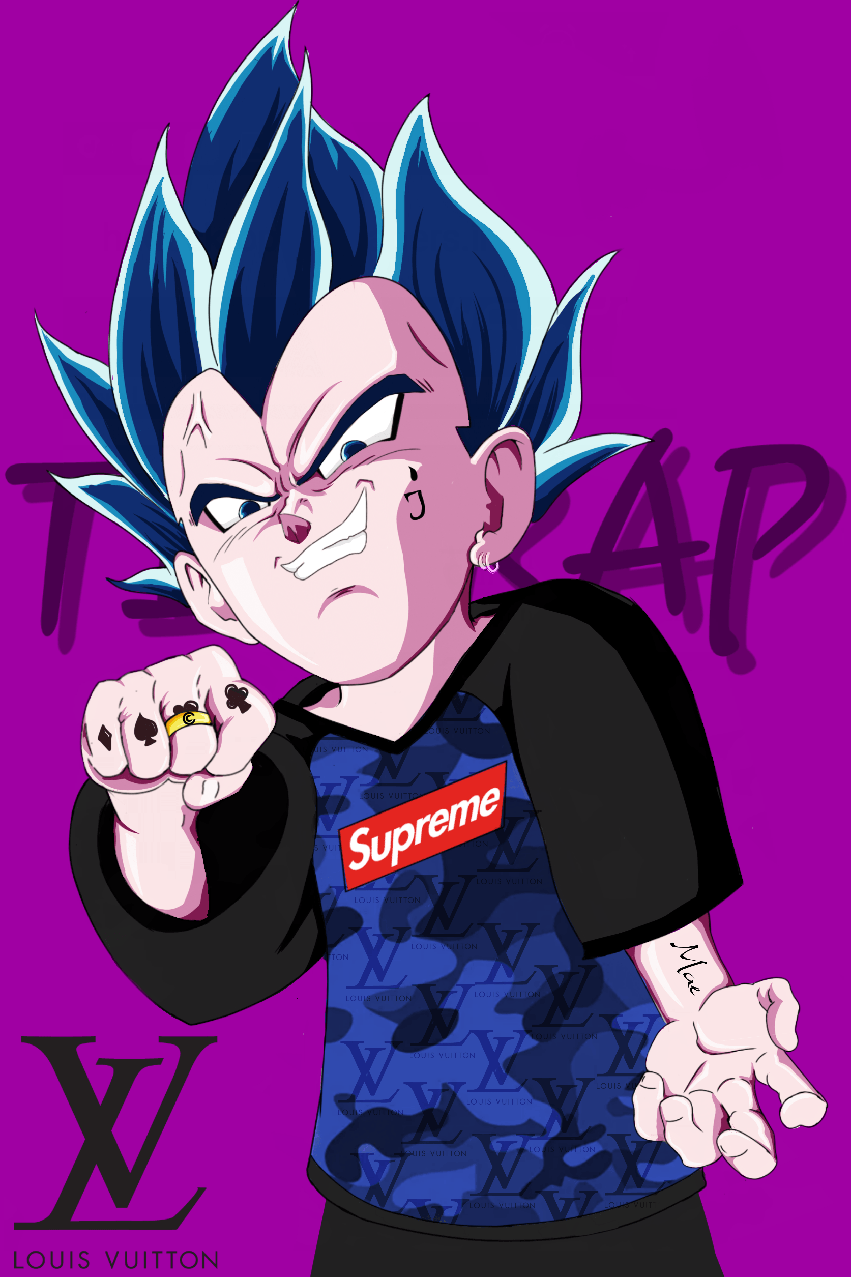 Download Cool Supreme Anime Goku Purple Aesthetic Wallpaper