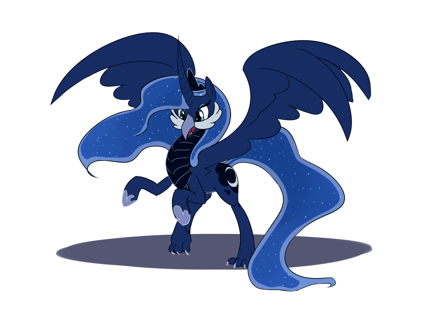 1414x1116 artist:celerypony, hippogriff, hippogriffied, princess luna, safe, solo, species swap, wat