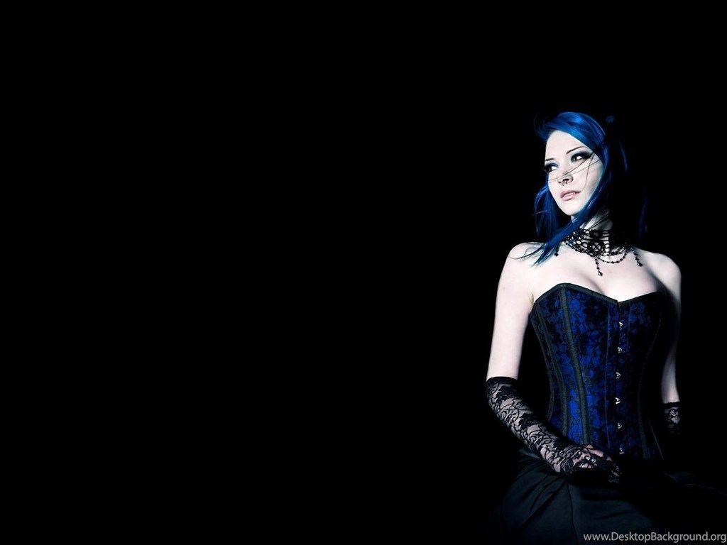 1024x768 Gothic Girl In Blue Corset Wallpaper From Gothic Girls Wallpaper Desktop Background