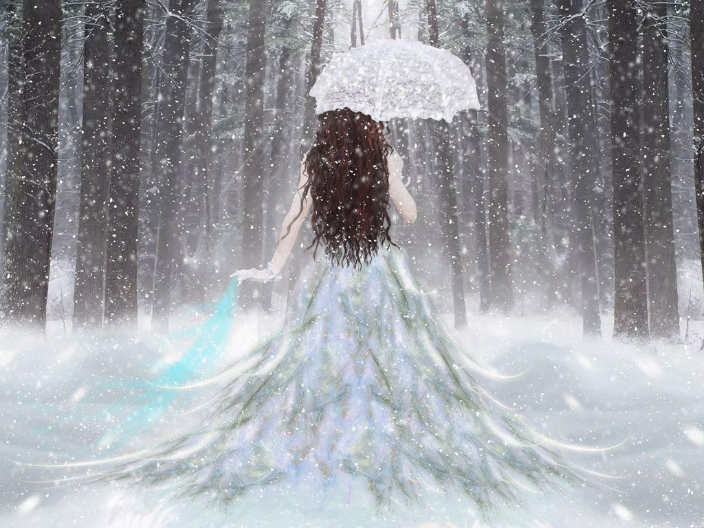 1024x768 3D Snow Queen Wallpaper