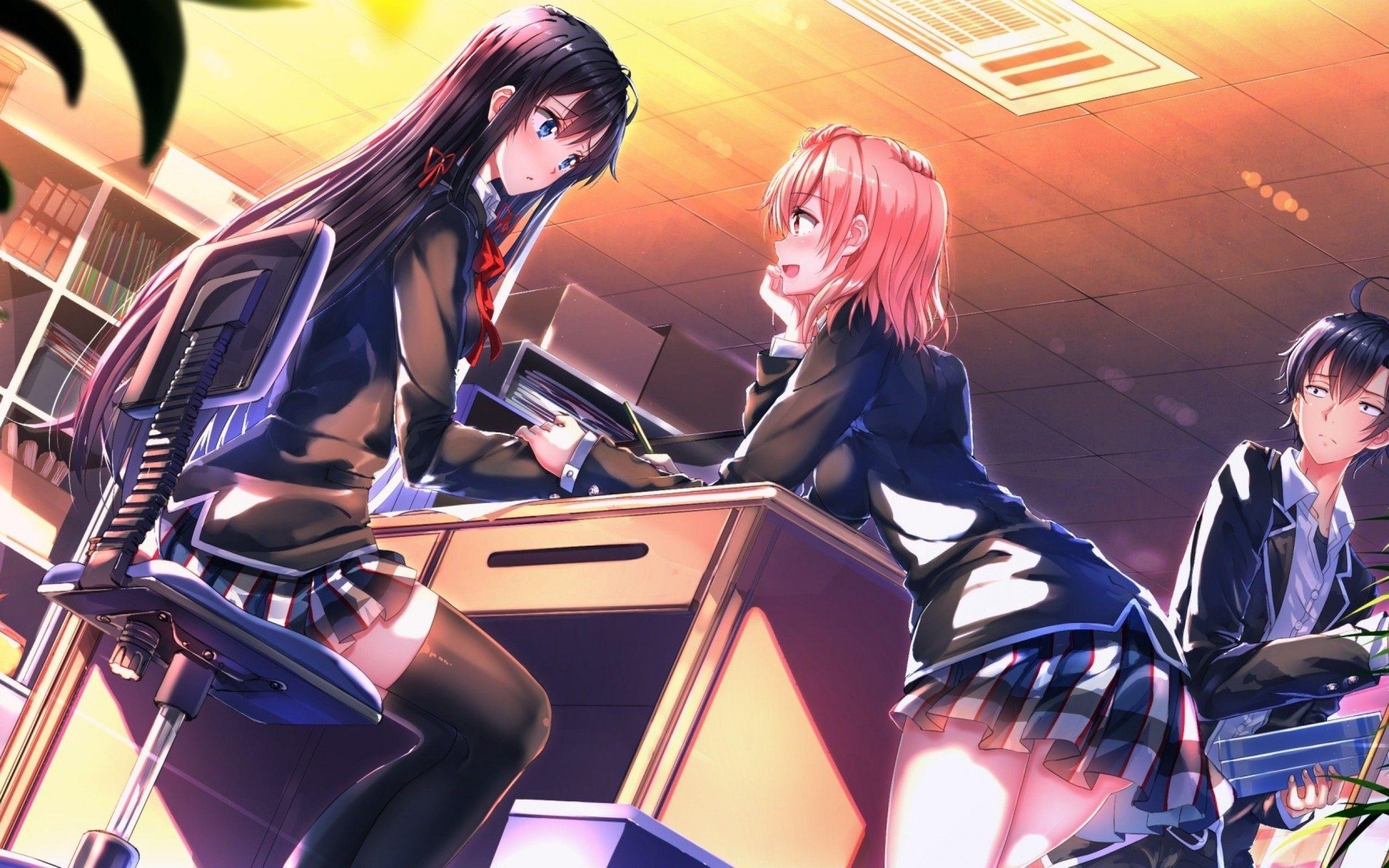 2560x1600 Download 2560x1600 Oregairu, Yuigahama Yui, Yukinoshita Yukino, Hikigaya Hachiman Wallpaper for MacBook Pro 13 inch