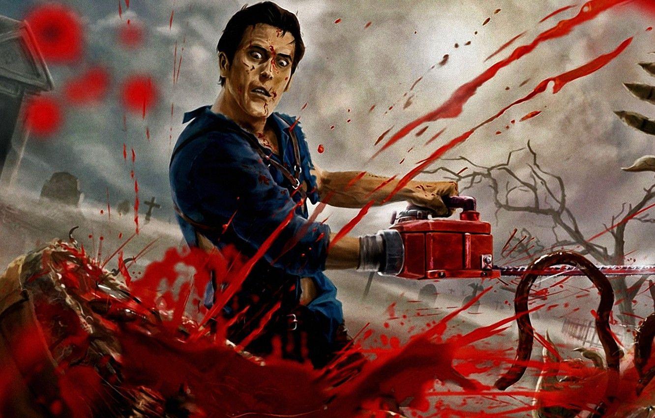 1332x850 Wallpaper blood, ash, death, guts, chainsaw, evil dead image for desktop, section прочее