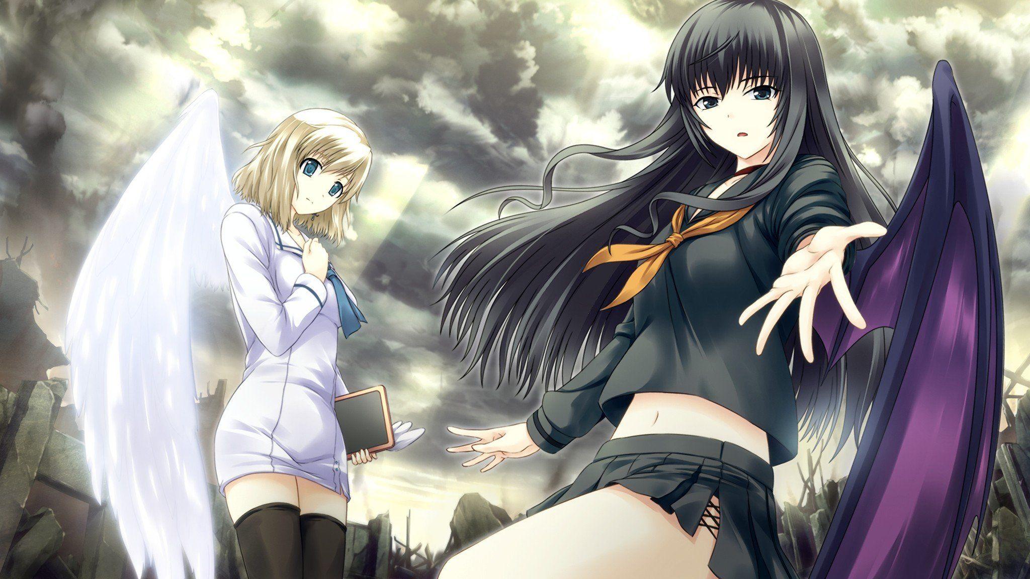 2048x1152 Angels Tokyo ruins seifuku game CG black hair Tokyo Babel Raziel (Tokyo Babel) wallpaperx1152