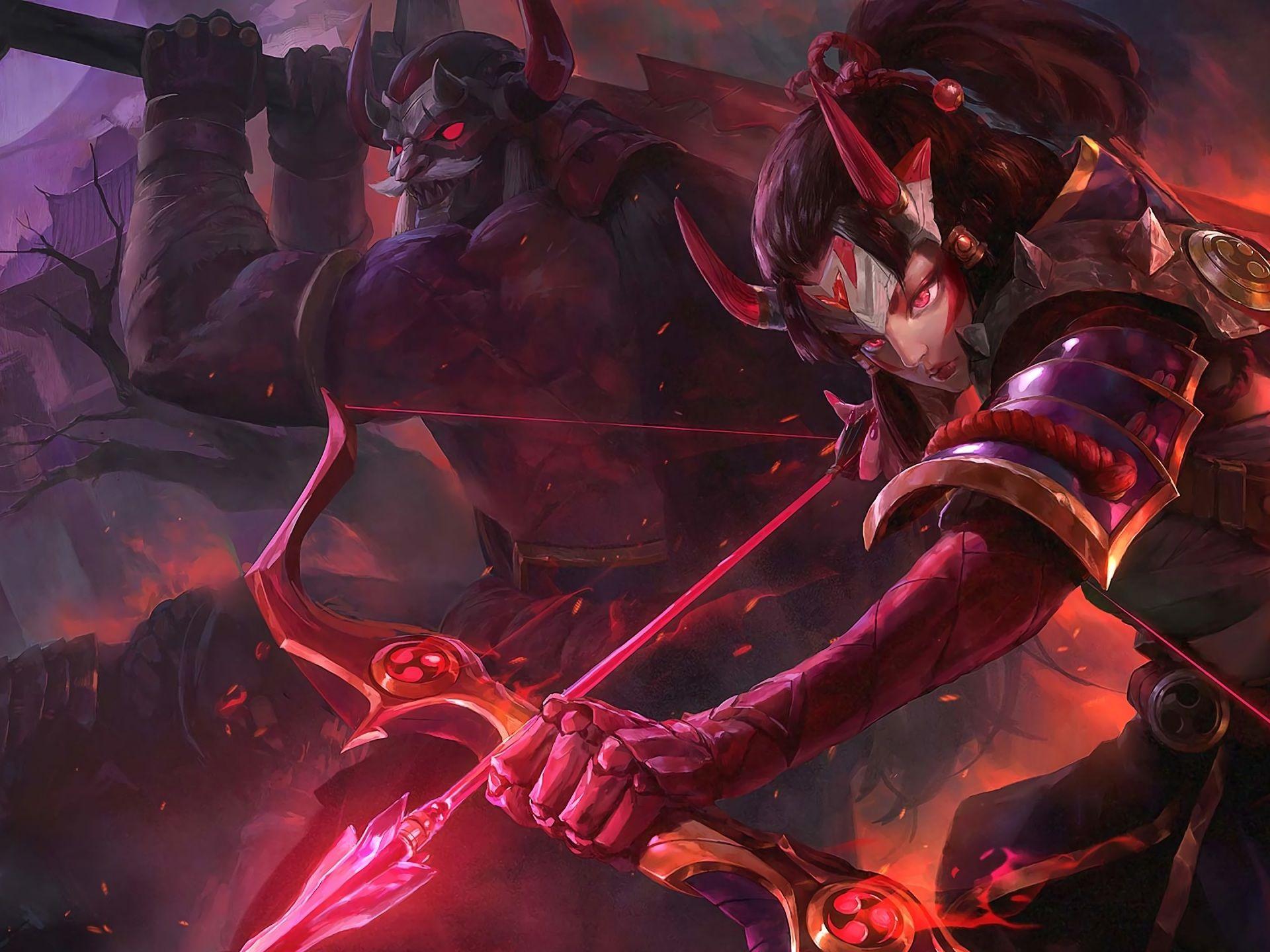1920x1440 Wallpaper 4k Blood Moon Ashe and Tryndamere LoL League of Legends lol Ashe, Blood Moon of Legends, league of legends, Tryndamere