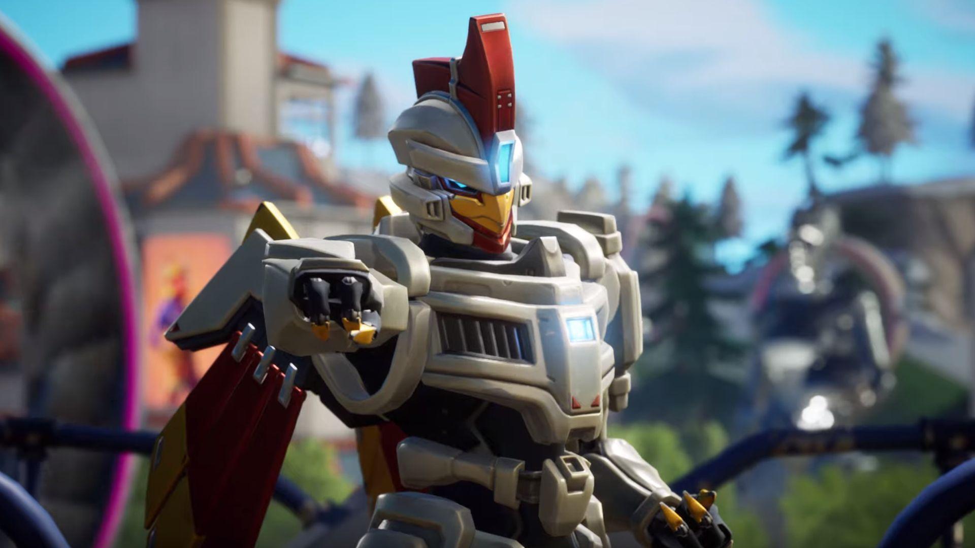 1920x1080 The Fortnite Season 9 skins feature an aggressive robot chicken. Fortnite, Battle robots, Battle
