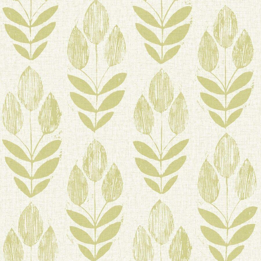 900x900 Brewster Wallcovering Simple Space 2 56 Sq Ft White Green Non Woven Floral Unpasted Wallpaper In The Wallpaper Department At