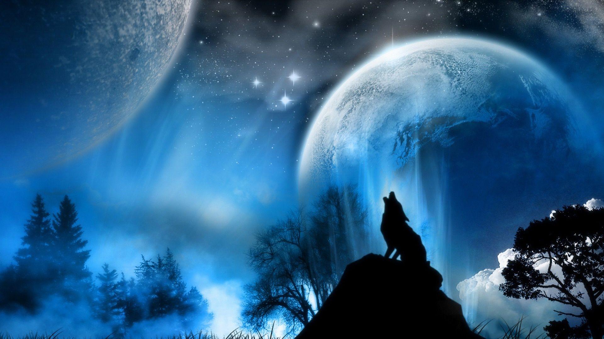 1920x1080 Howling On Moon Desktop Mean Wolf Wallpaper