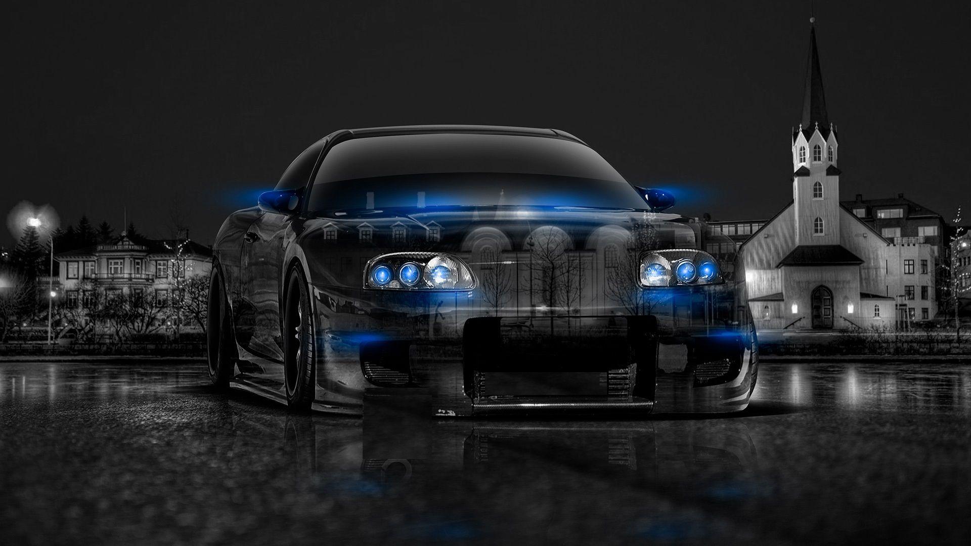 1920x1080 Abstract Black Blue Toyota Supra