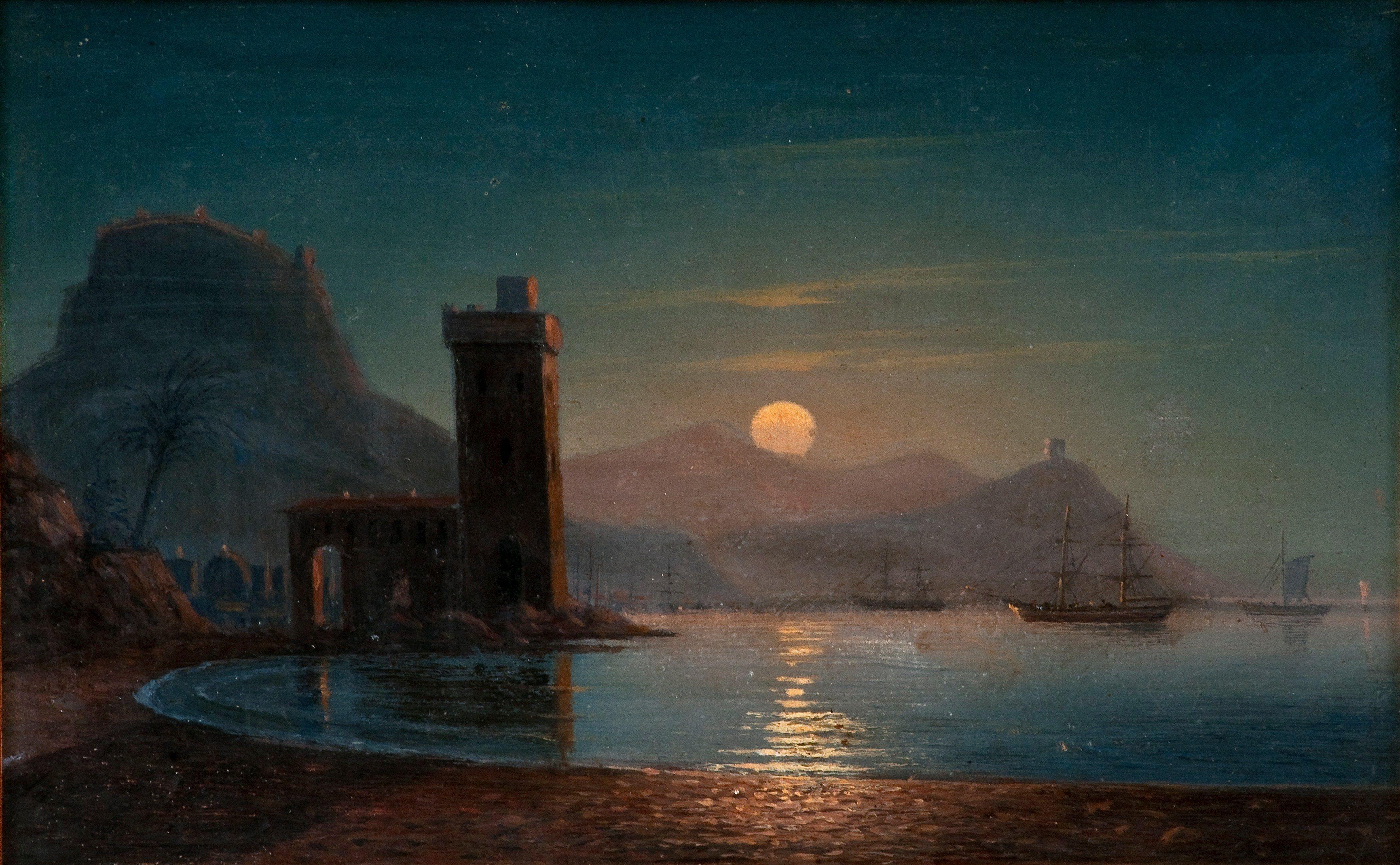 4124x2548 Wallpaper Pictorial art Coast Ivan Aivazovsky, Moonlight Reflecting on Water Image Download. Painting, Marine artist, World art