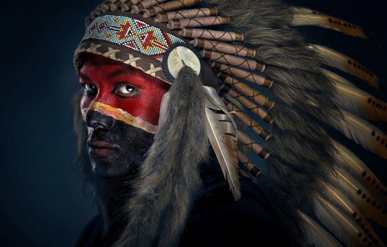 1332x850 Wallpaper man, apache, colour, painted face image for desktop, section мужчины