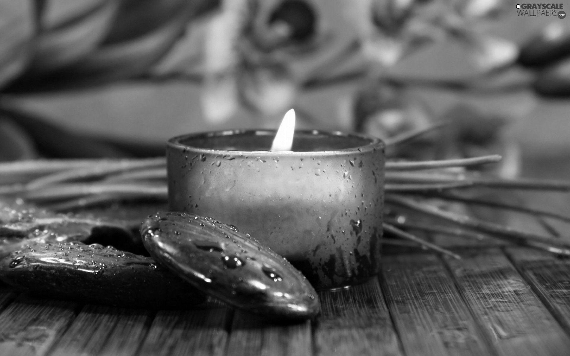 1920x1200 Grayscale Stones, bamboo, Spa, candle
