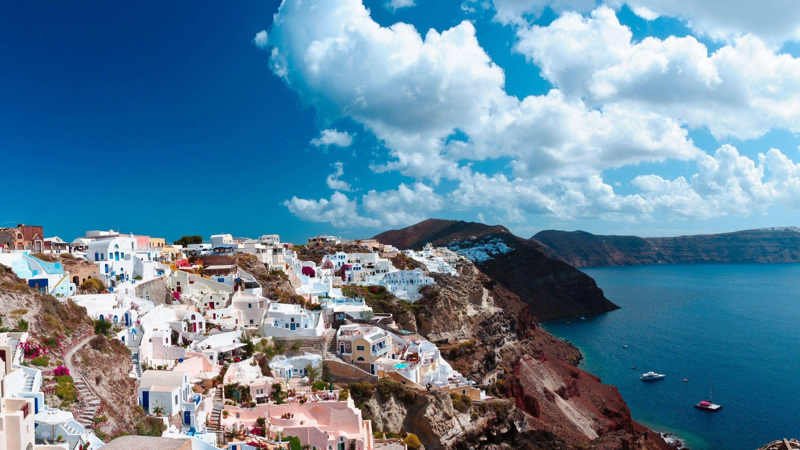 2560x1440 Santorini, Greece, Island, Sea, City, Houses 750x1334 IPhone 8 7 6 6S Wallpaper, Background, Picture, Image