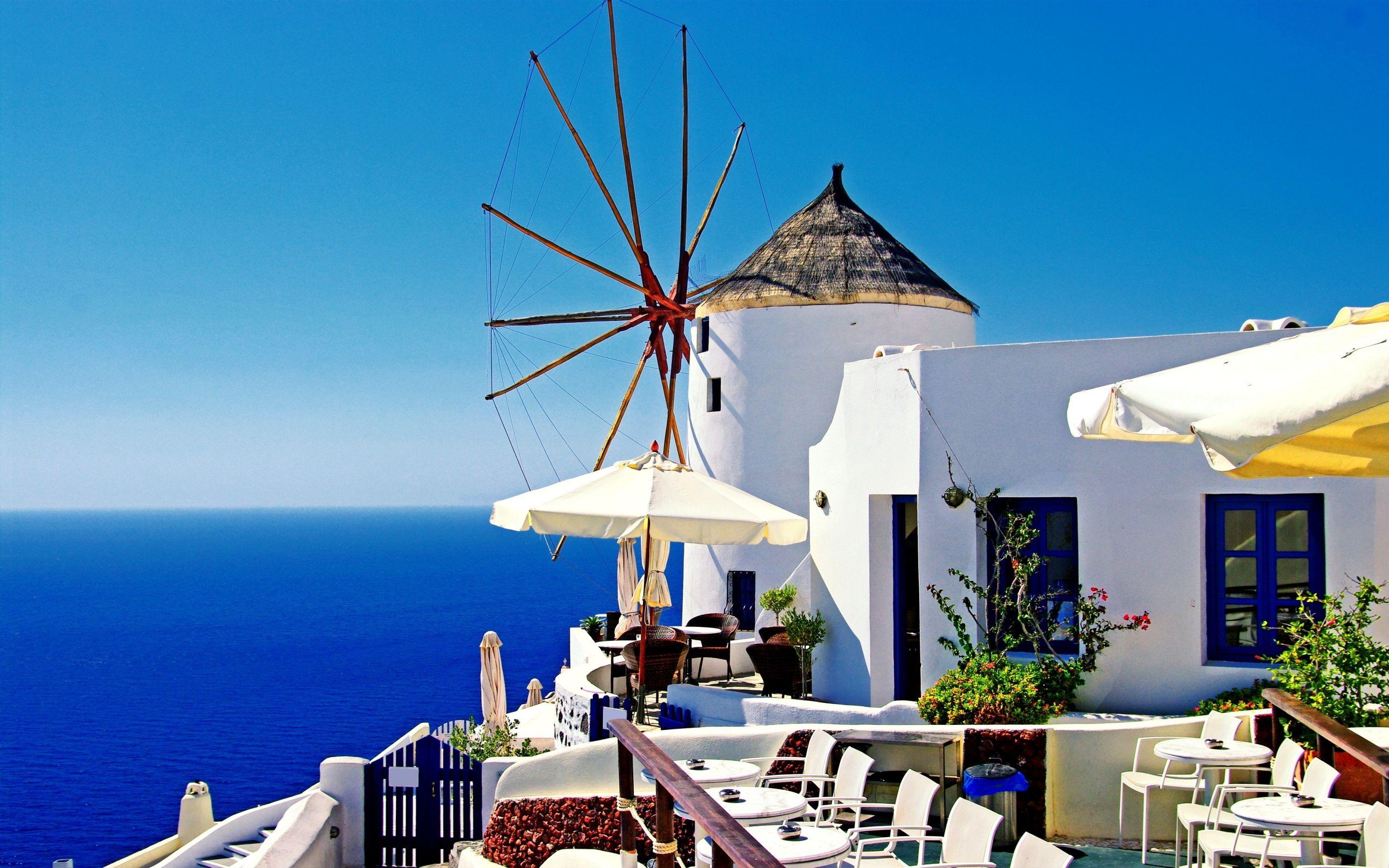 2880x1800 Wallpaper Santorini, Greece, white houses, blue sea, sunshine 2880x1800 HD Picture, Image