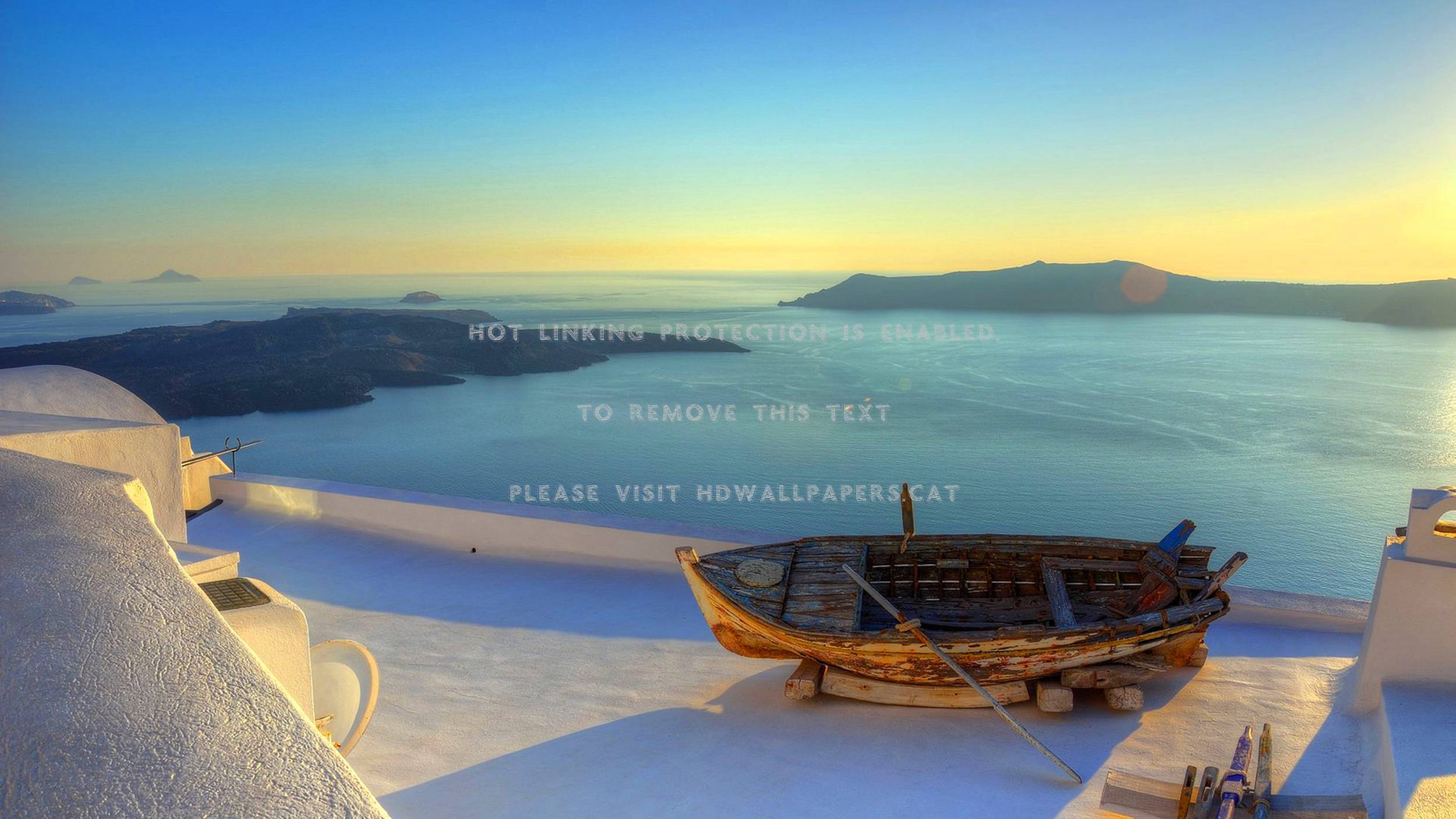 2500x1406 sunset over santorini view greece island
