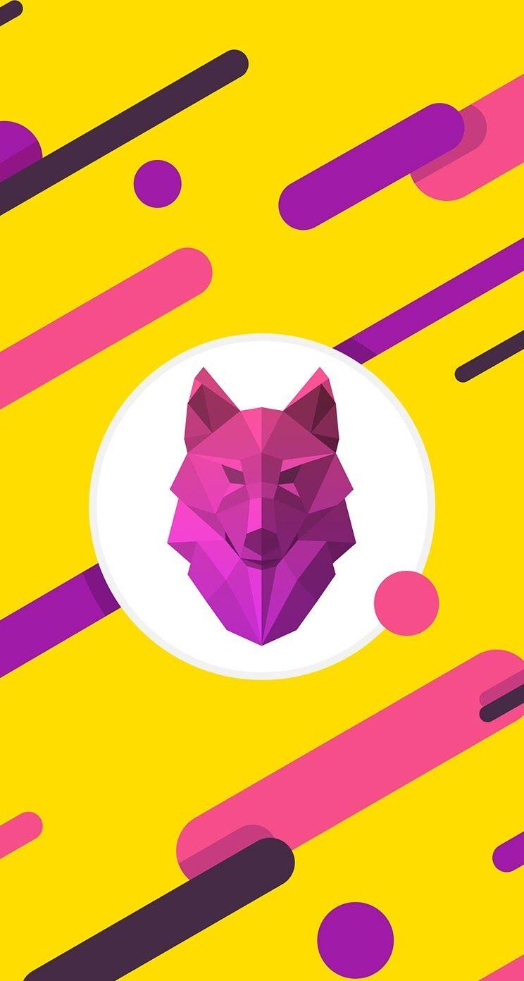 744x1392 Geometric colorful wolf iPhone wallpaper background lockscreen