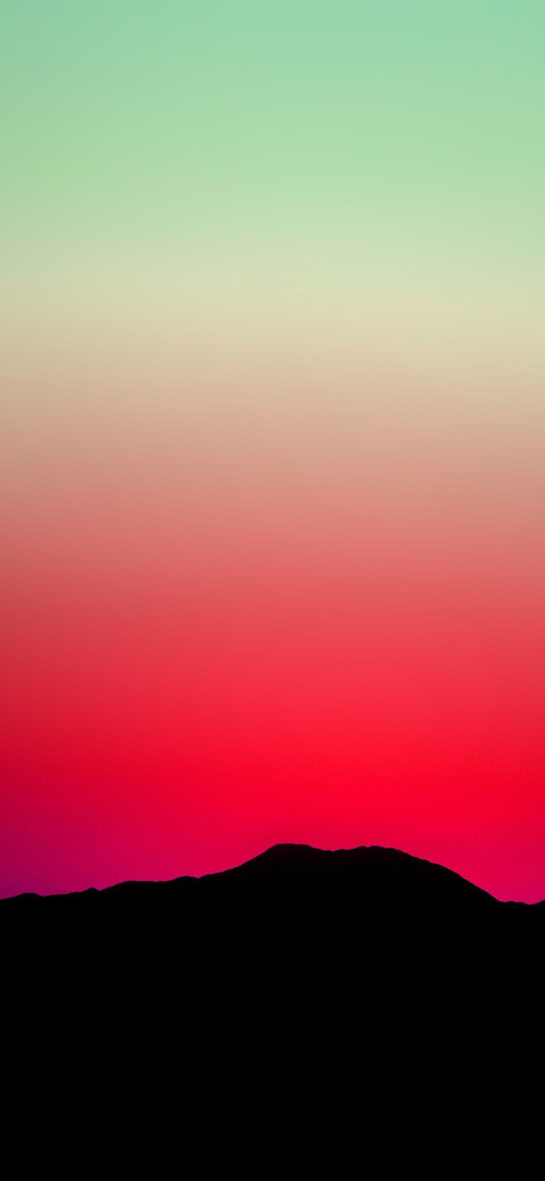 1125x2436 iPhone X wallpaper. sunset sky minimal nature red green