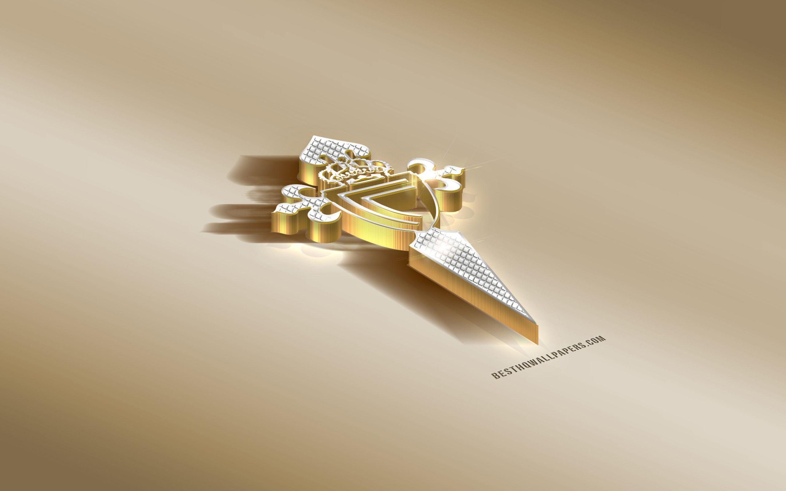 2560x1600 Download wallpaper RC Celta, Real Club Celta de Vigo, Spanish football club, golden silver logo, Vigo, Spain, La Liga, 3D golden emblem, creative 3D art, football, LaLiga for desktop with resolution 2560x1600