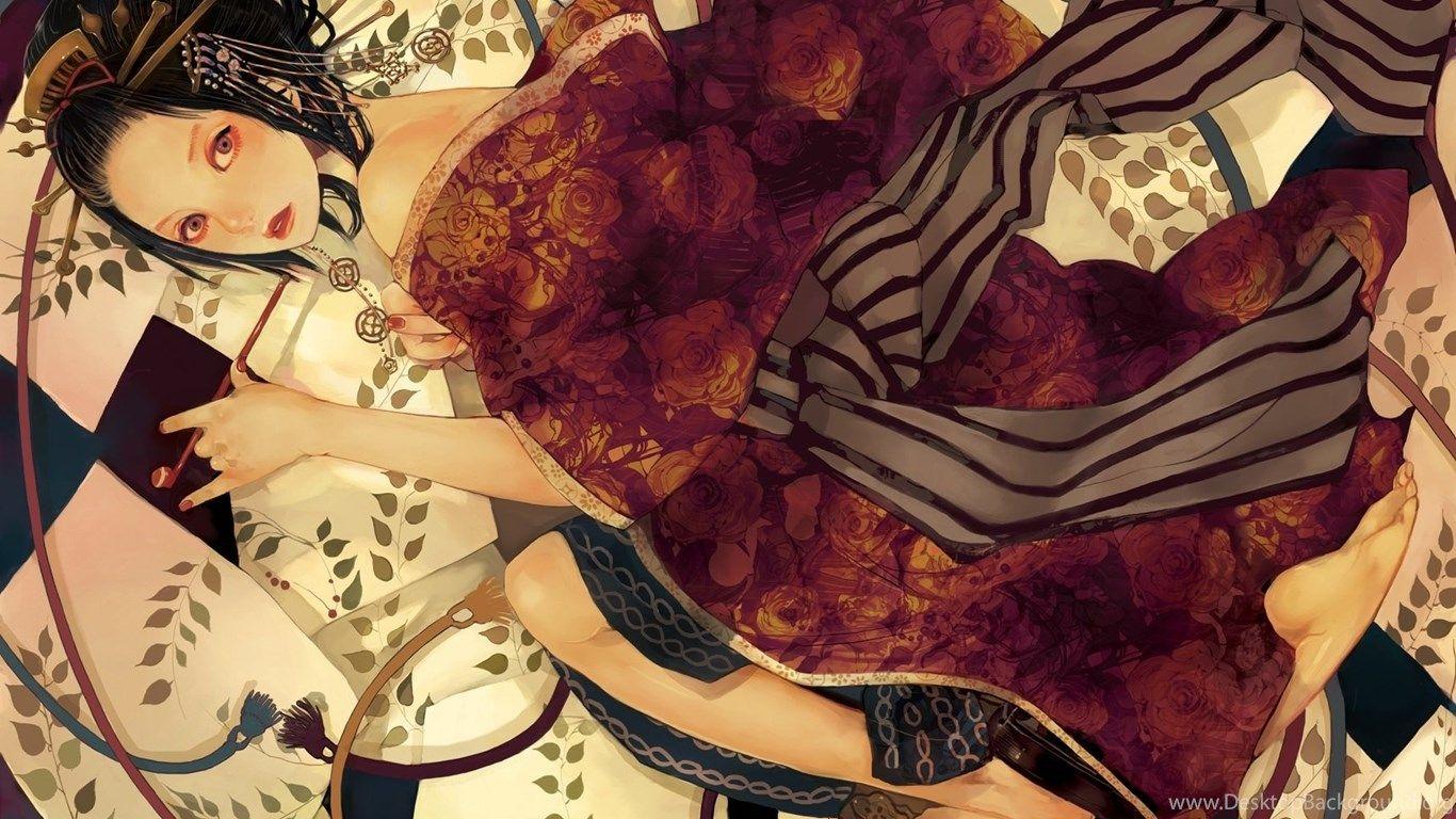 1366x768 Geisha Wallpaper Desktop Background